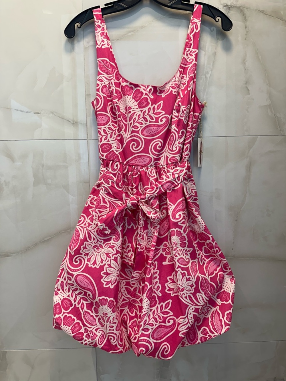 Jessica Simpson Pink & White Floral Tie-Waist Mini Dress size XS